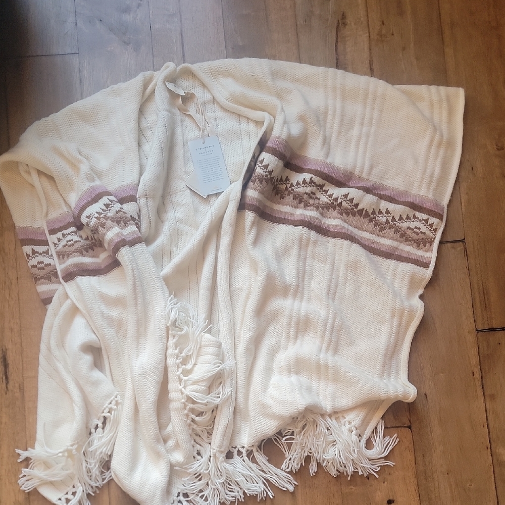 Faherty B.Yellowtail Cream Knit Shawl